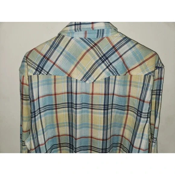Lucky Brand Western Button Up Shirt Men's XL Pearl Snaps Long Sleeve Plaid - Picture 4 of 8